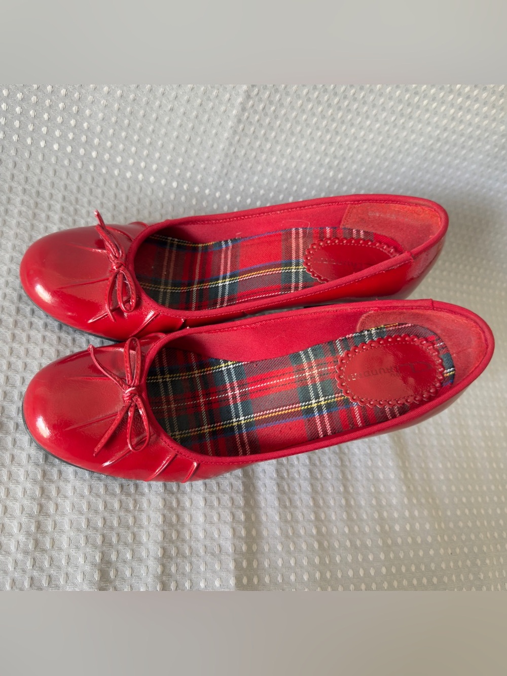 CL By Laundry Red Pumps Heels Bow Kitten Plaid Lining Women’s Size 10M Classy - Picture 9 of 11